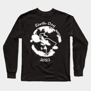 White Planet Earth Day 2021 Monochrome Long Sleeve T-Shirt